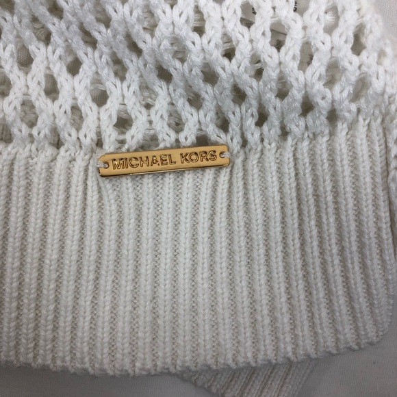 Michael Kors Cotton Blend Off White Chic Knit Long Sleeve Sweater /Swim Cover M - Picture 11 of 15